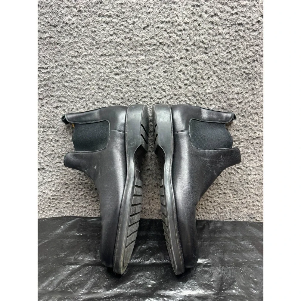 Giorgio Armani Leather Round Toe Pull On Chelsea Boots Black Mens Size 45 EU